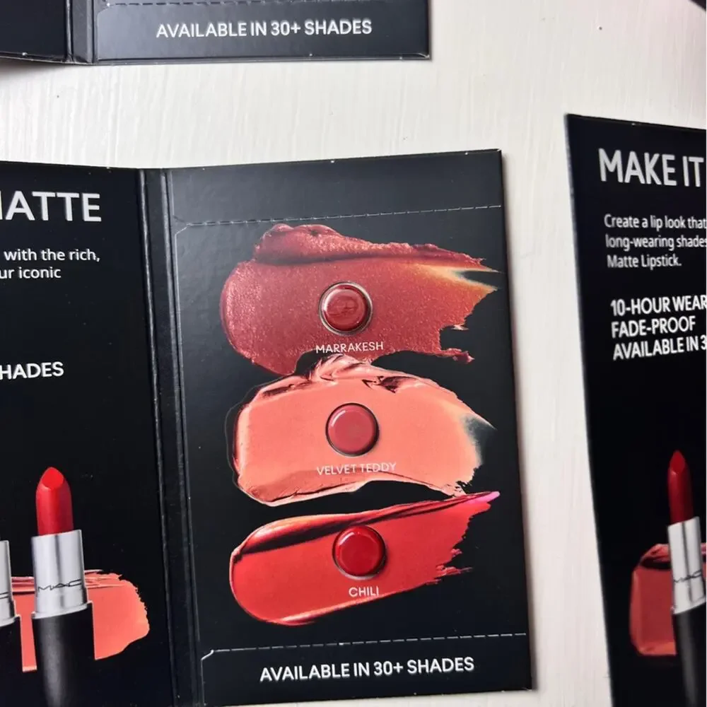 Mac Cosmetics Lipstick  Three Colors Velvet Teddy, Chili, and Marakesh Sample